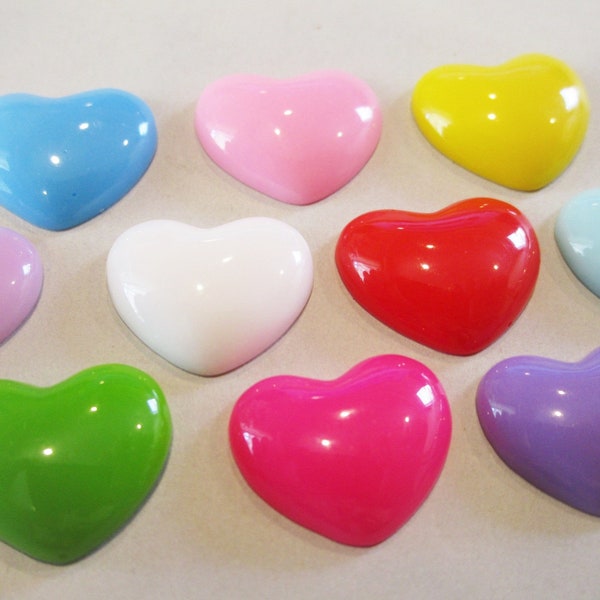 16mm Heart Resin Cabochon Opaque Assorted Kawaii Cabs 10pc