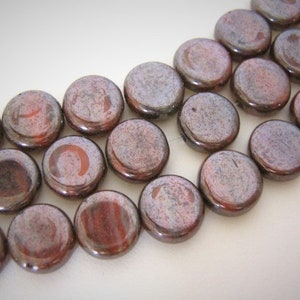 8mm Coin Orange Brown Luster Czech Hurricane Glass Beads 25pc