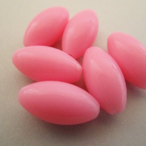 14x7mm Oval Opaque Pink Acrylic Beads 40pc