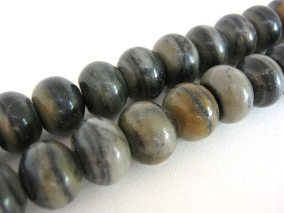 8X5MM SILVER LEAF JASPER GEMSTONE RONDELLE 8X5MM LOOSE BEADS 16/"