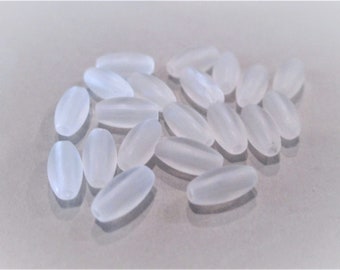 8x4mm Oval Frosted White Acrylic Beads