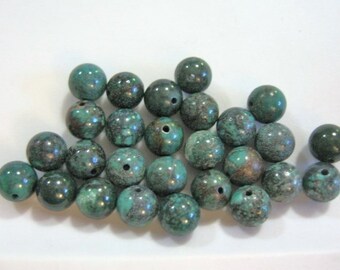 7mm Round Green Turquoise Gemstone Beads 29pc