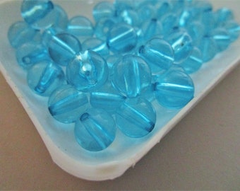 10mm Round Transparent Blue Acrylic Beads 50pc