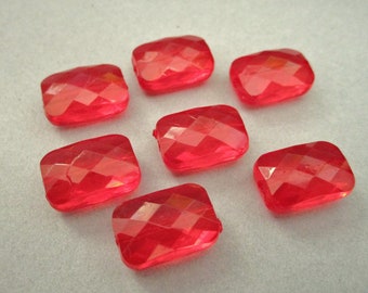 18x12mm Faceted Rectangle Transparent Red Acrylic Beads 15pc