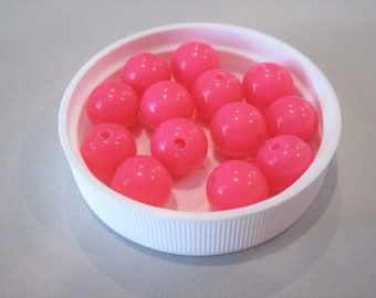10mm Round Opaque Pink Acrylic Beads 50pc