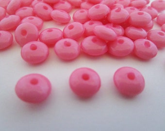 8mm Rondelle Opaque Pink Acrylic Spacer Beads 50pc