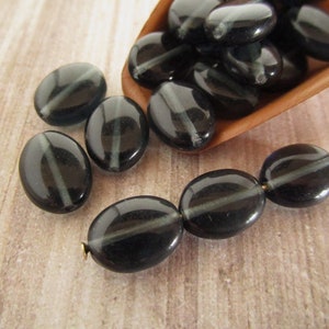 12x9mm Flat Oval Montana Blue Czech Glass Beads 20pc
