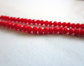 4x3mm Faceted Rondelle Opaque Red Crystal Glass Bead Spacer 73pc