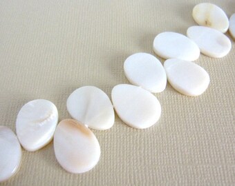 15x20mm Teardrop White Mother of Pearl Beads 22pc