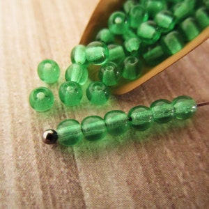 3mm Round Druk Emerald Green Czech Beads Pressed Glass 100pc