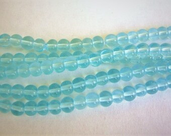 4mm Round Transparent Blue Glass Beads 80pc