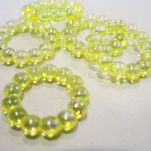 14.5mm Knobbed Flower Yellow AB Spacer Round Link Acrylic Beads 25pc