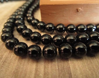 6mm Black Onyx Round Gemstone Beads 15 Inch Strand
