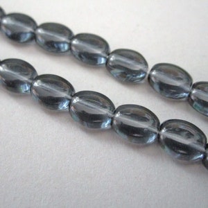 8x6mm Flat Oval Montana Blue Czech Glass Beads 25pc