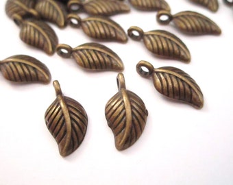 14x7mm Leaf Charms Antique Bronze Leaves 20pc