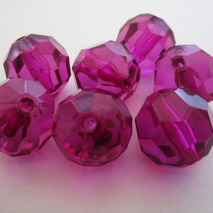 18mm Faceted Round Transparent Purple Acrylic Beads 9pc