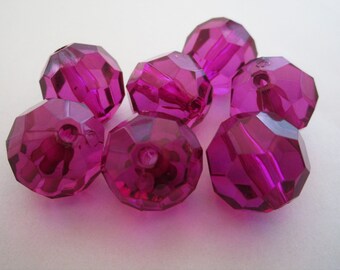 18mm Faceted Round Transparent Purple Acrylic Beads 9pc