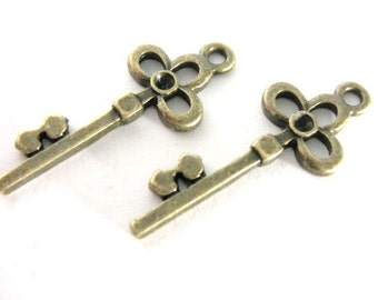 12mm x 32mm Skeleton Key Charm Antique Bronze 20pc Jewelry Findings