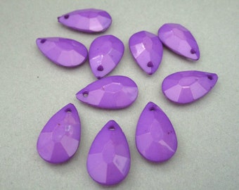 20x12mm Faceted Teardrop Opaque Purple Acrylic Beads 20pc