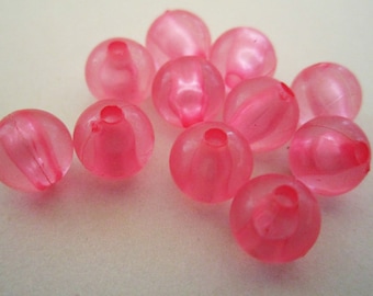 8mm Smooth Round Pink Acrylic Beads 50pc