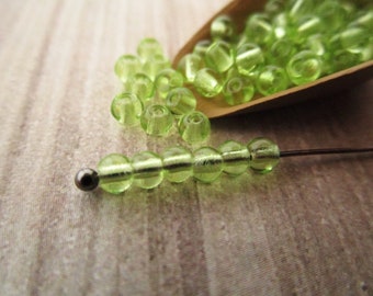 3mm Round Druk Peridot Green Czech Beads Pressed Glass 100pc