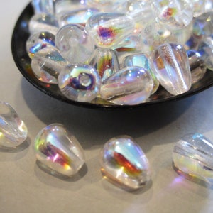 7x5mm Teardrop Crystal Clear AB Czech Glass Beads 25pc