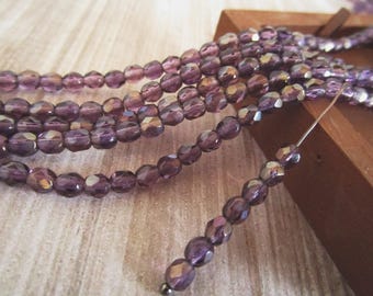 4mm Faceted Round Twilight Tanzanite Purple Czech Glass Beads 50pc