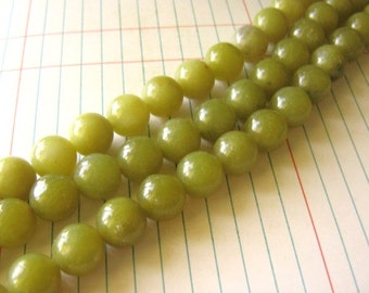 12mm Round Green Olive Jade Gemstone Beads 16pc