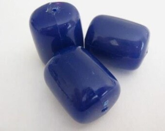 20x25mm Barrel Blue Vintage Plastic Beads 7pc