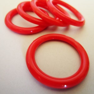 28mm Link Ring Opaque Red Vintage Plastic Beads Hoops 10pc