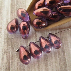 6x9mm Teardrop Lumi Amethyst Czech Beads Purple 25pc