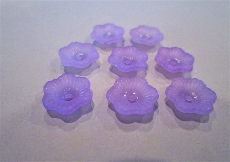 11mm Flower Frosted Purple Lucite Plastic Beads 28pc