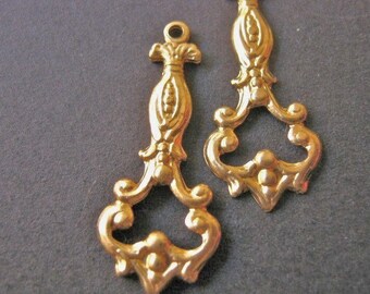 10x25mm Victorian Drops Chandelier Dangle Raw Brass Charms 10pc