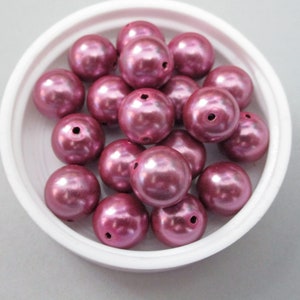 10mm Round Purple Vintage Plastic Pearl Beads 26pc