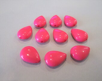 14x10mm Teardrop Pink Opaque Acrylic Beads 20pc