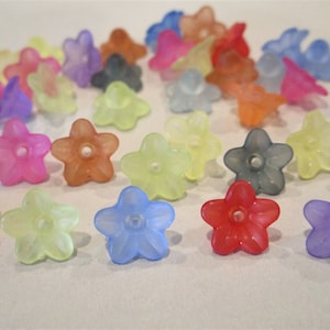 10x5mm Bell Flower Frosted Assortment Acrylic Beads 50pc
