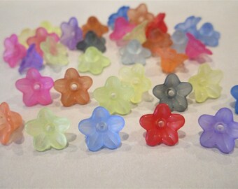 10x5mm Bell Flower Frosted Assortment Acrylic Beads 50pc