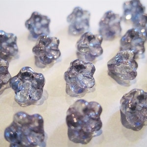 4x6mm Flower Baby Bell Amethyst Luster Purple Czech Bead Glass 30pc/50pc