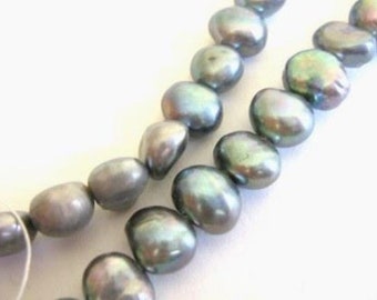 10mm Baroque Silver Peacock Freshwater Pearl Beads 51pc