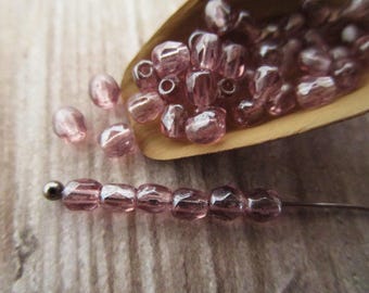 3mm Faceted Round Purple Amethyst Shimmer Czech Glass Beads 50pc