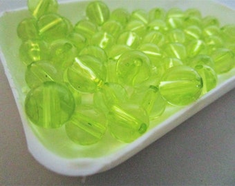 10mm Round Transparent Light Green Acrylic Beads 50pc