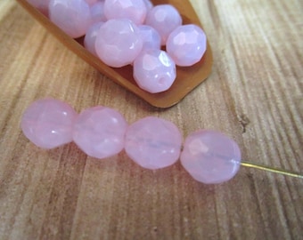 8mm Faceted Round Violet Opal Czech Glass Beads Purple Fire Polished 25pc