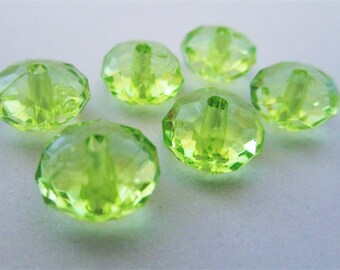 11x7mm Faceted Rondelle Spacer Transparent Green Acrylic Beads 20pc