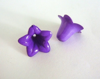 18x12mm Bell Flower Opaque Purple Tulip Acrylic Beads 25pc