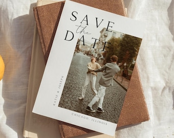 Elegant Wedding Save the Date Minimal Save our Date Details Card Minimalist Photo Save the Date Invite, Editable Digital Templates -KA10