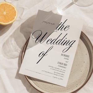 Classic Old Money Wedding Invitation Template Luxury Black and White Invite Elegant Modern Minimalist Wedding Invitation Editable Canva BO10