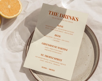 Retro Whimsical Wedding Bar Menu Template Colorful Vintage Bright Bold Drinks Cocktails Menu Printable Digital Editable Party Bar Sign -OL10