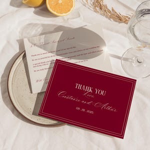 Altes Geld Hochzeit Danke-Karte Vorlage Rot und Creme Luxus Ästhetische Elegante Klassische Danke-Postkarten-CO20