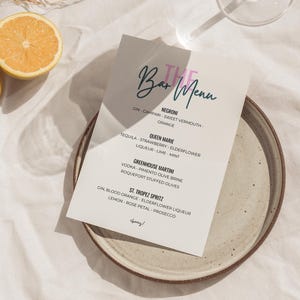 Funky Wedding Bar Menu Template Drinks Bar Sign Retro Whimsical Modern Minimalist Handwritten Hand Drawn Editable Printable Cocktail -KY10