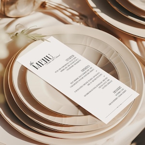 Modello di menu per matrimonio "Old Money", elegante menu per cena di matrimonio classico ed estetico di lusso, modificabile, digitale, stampabile, disponibile su Canva